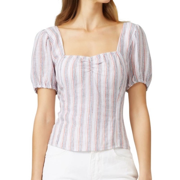 NWT Sanctuary Smocked Linen Top Poofy Sleeves XS - Picture 1 of 10